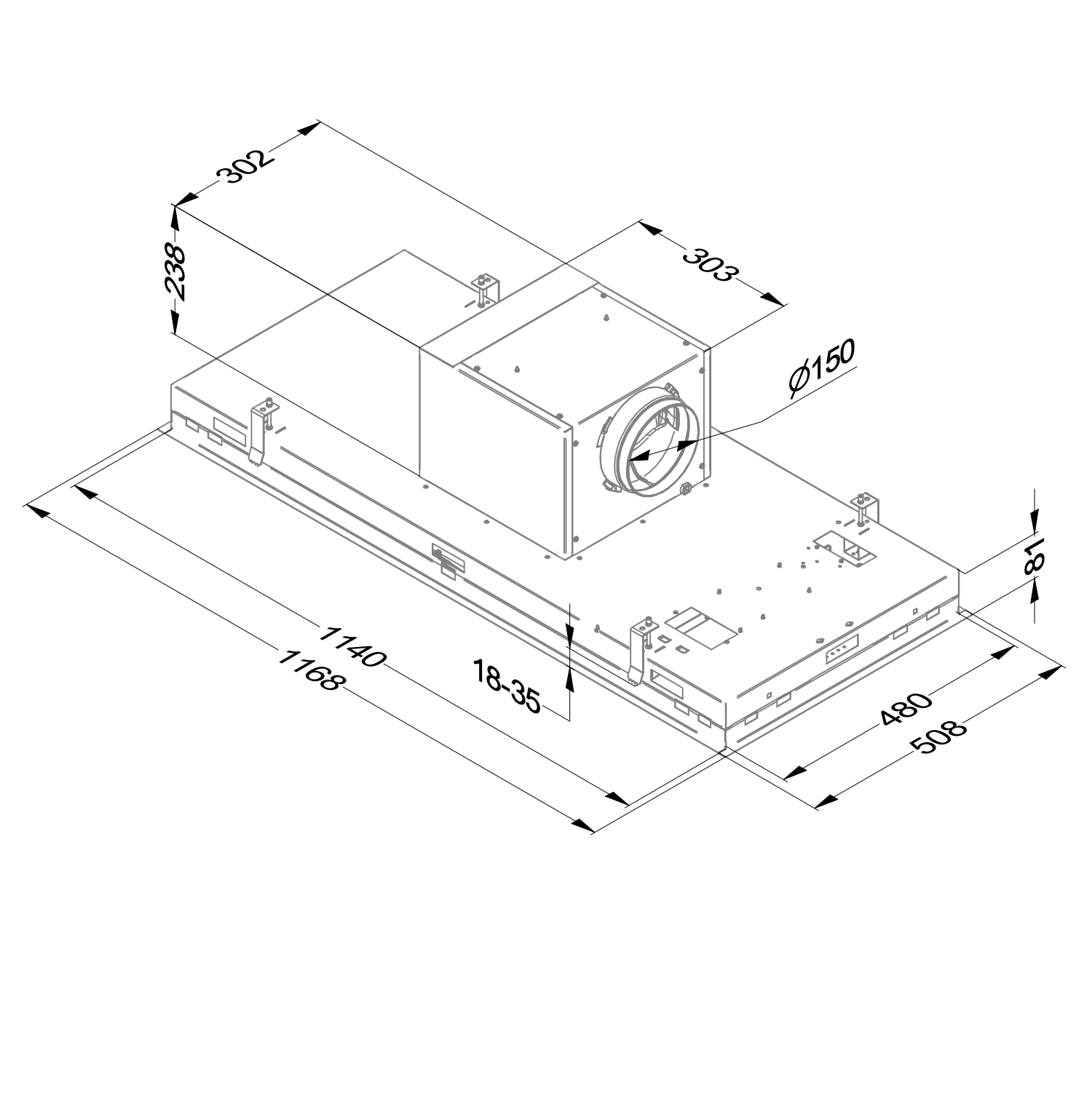 NOVY 6942 Pureline Pro plafonddampkap - 120cm NOVY 6942 Pureline Pro plafonddampkap - 120cm