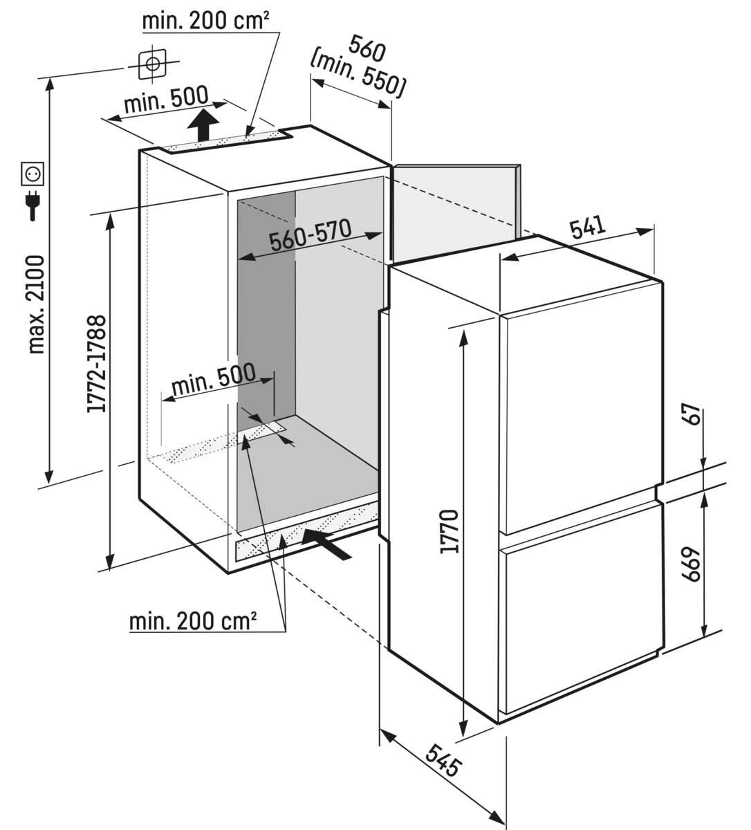 LIEBHERR ICNSD510322 vrijstaande koel-/vriescombinatie - 178cm LIEBHERR ICNSD510322 vrijstaande koel-/vriescombinatie - 178cm