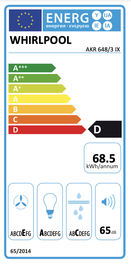 WHIRLPOOL AKR6483IX wandschouwdampkap - 60cm WHIRLPOOL AKR6483IX wandschouwdampkap - 60cm