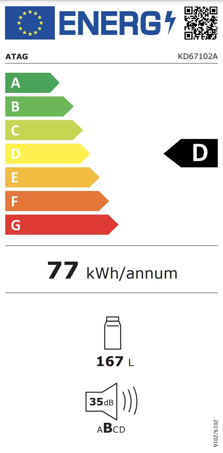 ATAG KD67102A koelkast zonder vriesvak  - 102cm ATAG KD67102A koelkast zonder vriesvak  - 102cm