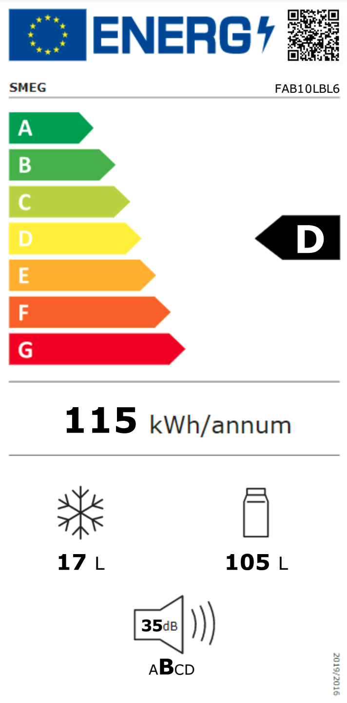 SMEG FAB10LBL6 vrijstaande koelkast met vriesvak - 96cm SMEG FAB10LBL6 vrijstaande koelkast met vriesvak - 96cm
