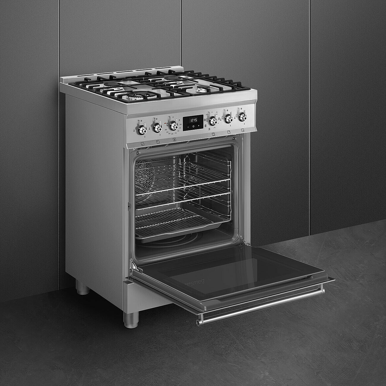 SMEG VRIJSTAAND ERT C6GMX2 fornuis met gaskookplaat - 60cm