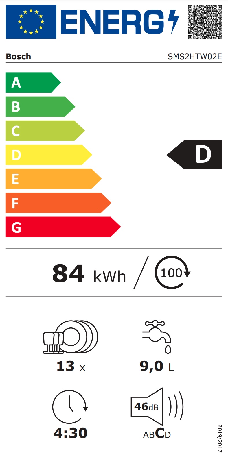 BOSCH SMS2HTW02E SERIE 2 vrijstaande vaatwasser