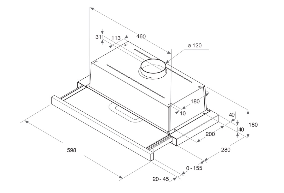 WHIRLPOOL AKR7491IX telescopische dampkap - 60cm WHIRLPOOL AKR7491IX telescopische dampkap - 60cm