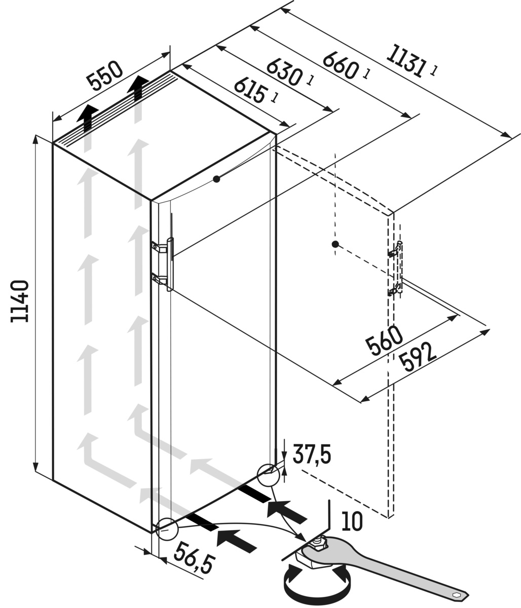 LIEBHERR KE235026 vrijstaande koelkast zonder vriesvak - 114cm LIEBHERR KE235026 vrijstaande koelkast zonder vriesvak - 114cm
