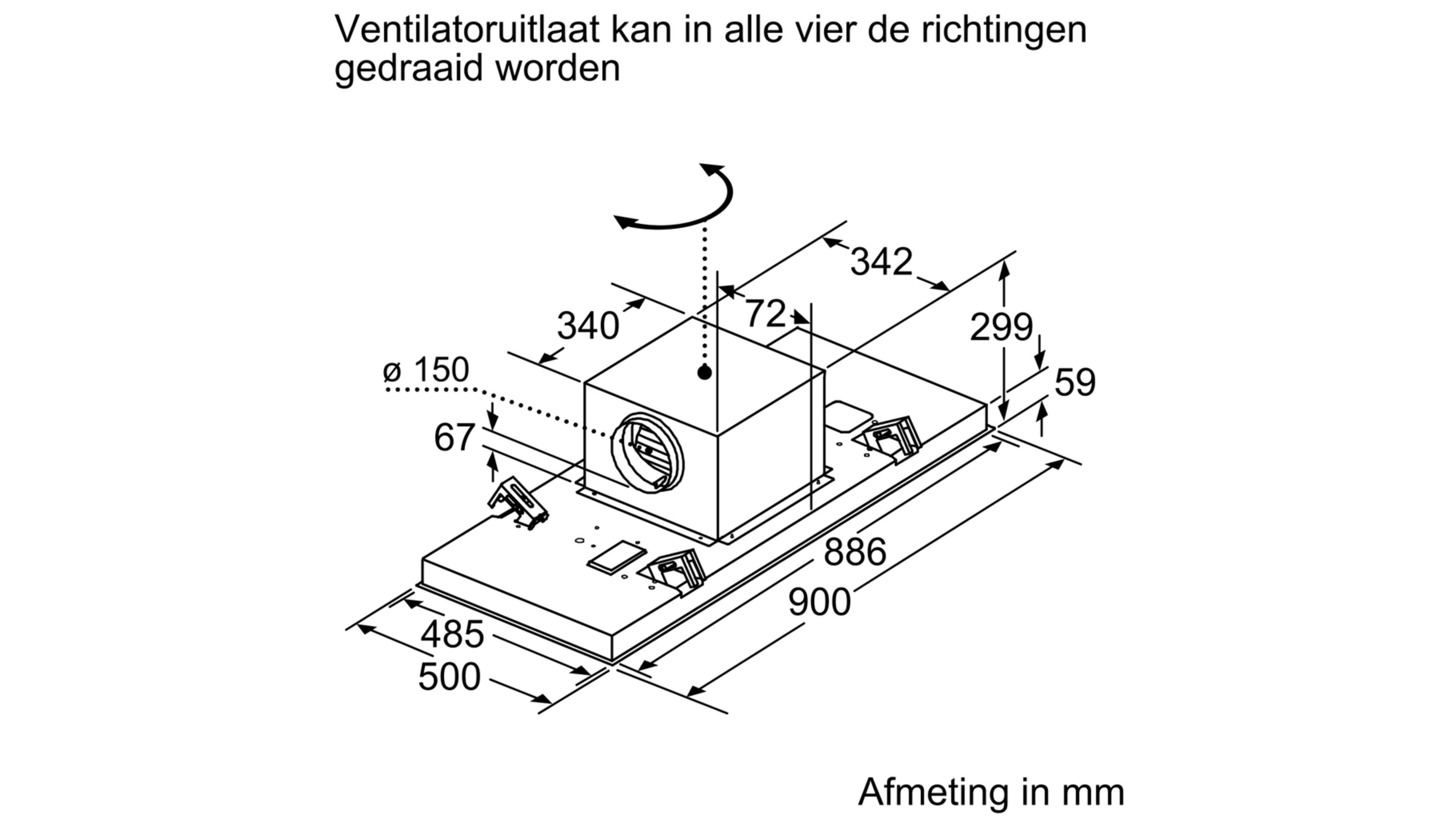 BOSCH DRC97AQ50 SERIE 6 plafonddampkap - 90cm BOSCH DRC97AQ50 SERIE 6 plafonddampkap - 90cm