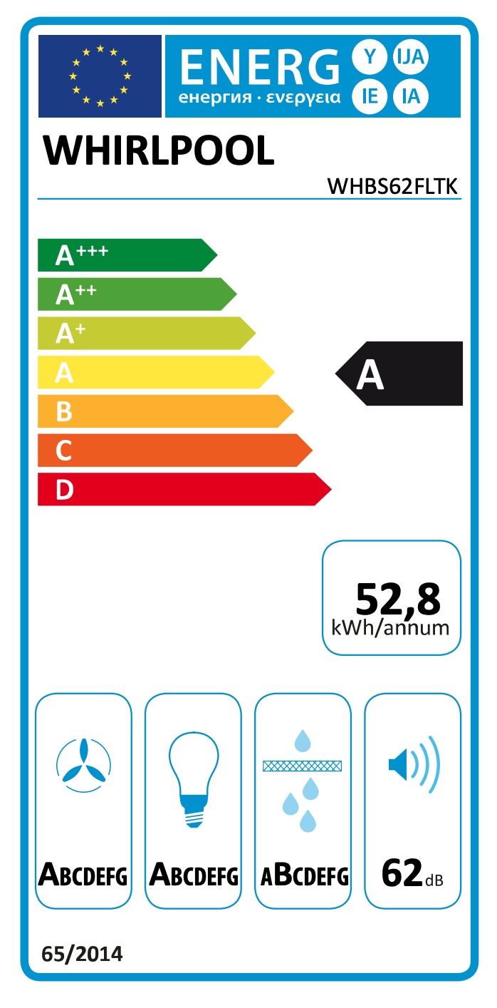 WHIRLPOOL WHBS62FLTK wandschouwdampkap - 60cm WHIRLPOOL WHBS62FLTK wandschouwdampkap - 60cm
