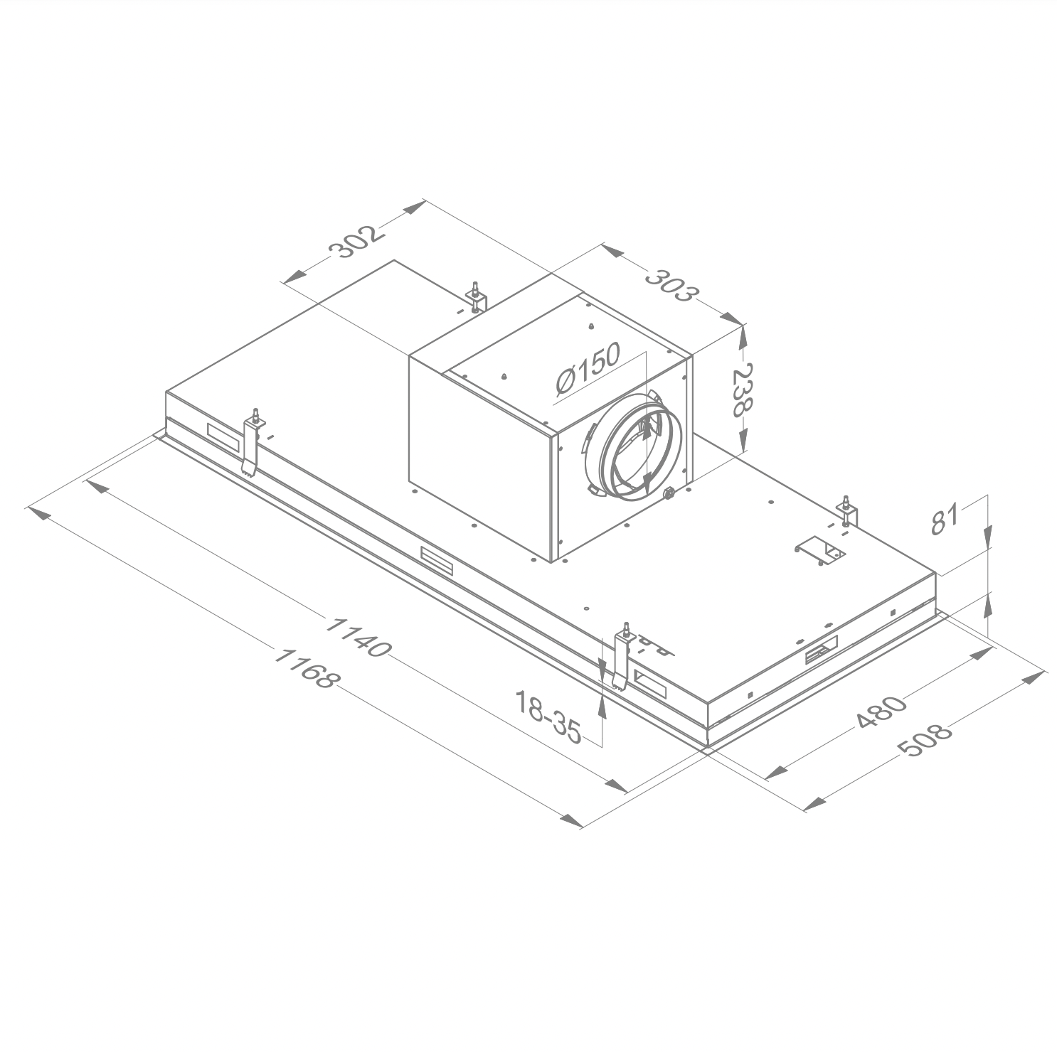 NOVY 6840 Pureline plafonddampkap - 120cm NOVY 6840 Pureline plafonddampkap - 120cm