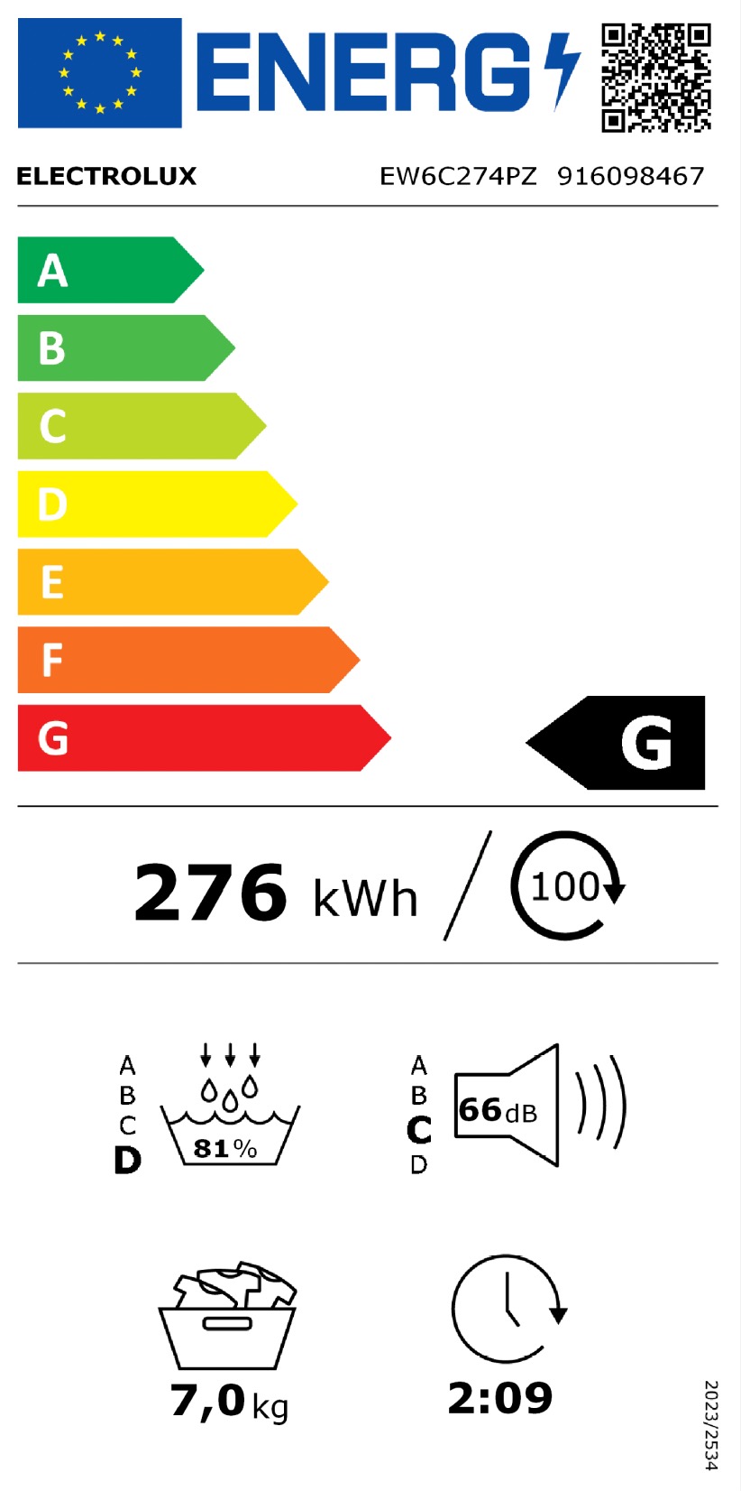 ELECTROLUX EW6C274PZ 600 droogkast - condensdroger