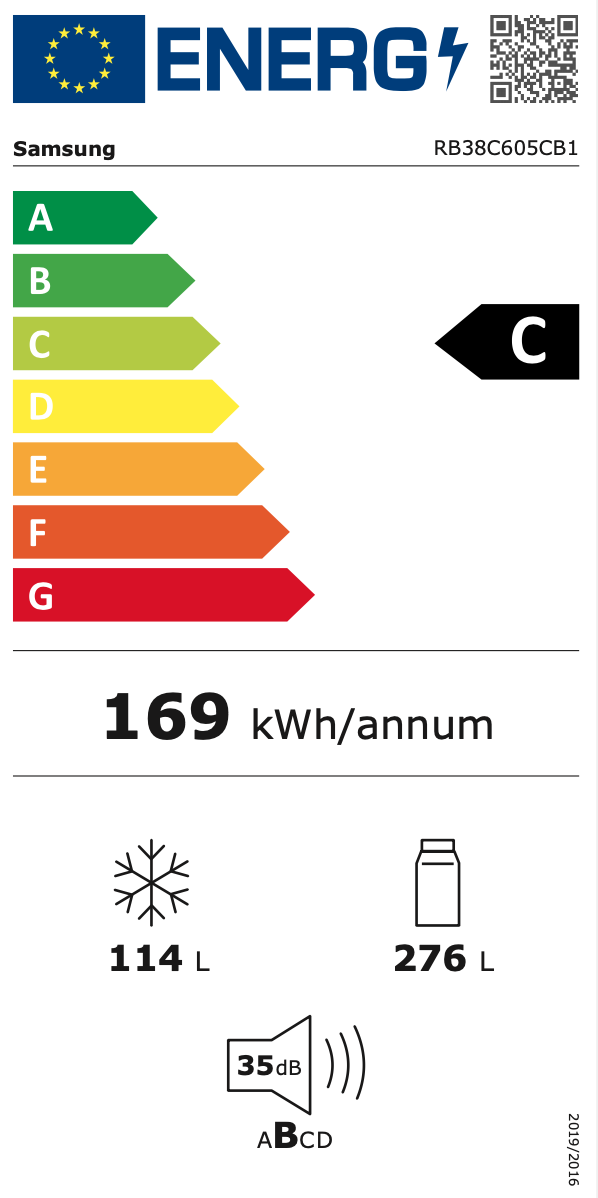 SAMSUNG RB38C605CB1/EF vrijstaande koel-/vriescombinatie - 203cm