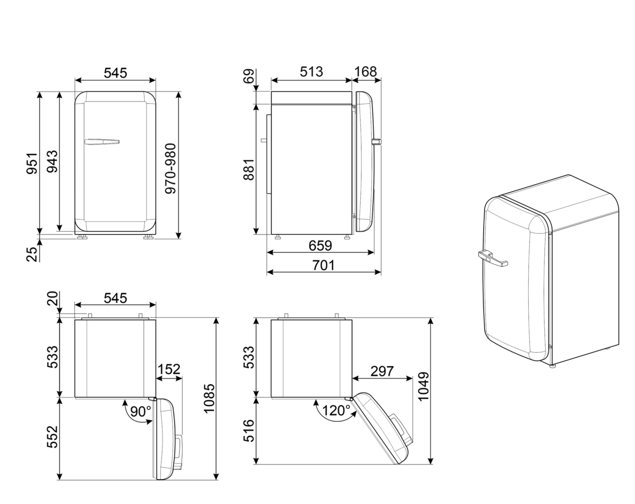 SMEG FAB10HRRD6 vrijstaande koelkast zonder vriesvak - 96cm SMEG FAB10HRRD6 vrijstaande koelkast zonder vriesvak - 96cm