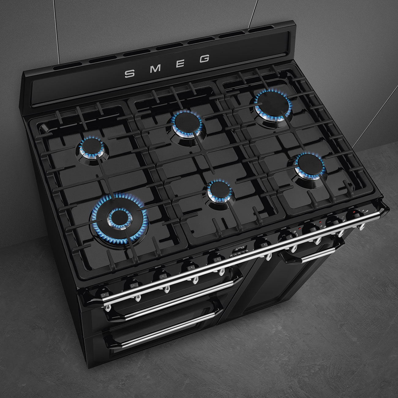 SMEG TR93BL fornuis met gaskookplaat - 90cm SMEG TR93BL fornuis met gaskookplaat - 90cm
