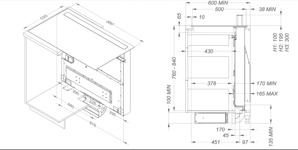 NOVY 1841 kookplaat met afzuiging - 88cm NOVY 1841 kookplaat met afzuiging - 88cm