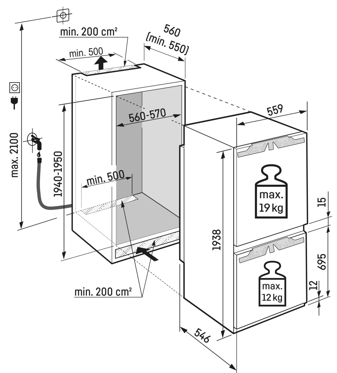 LIEBHERR ICBNC566320 koel-/vriescombinatie - 194cm LIEBHERR ICBNC566320 koel-/vriescombinatie - 194cm