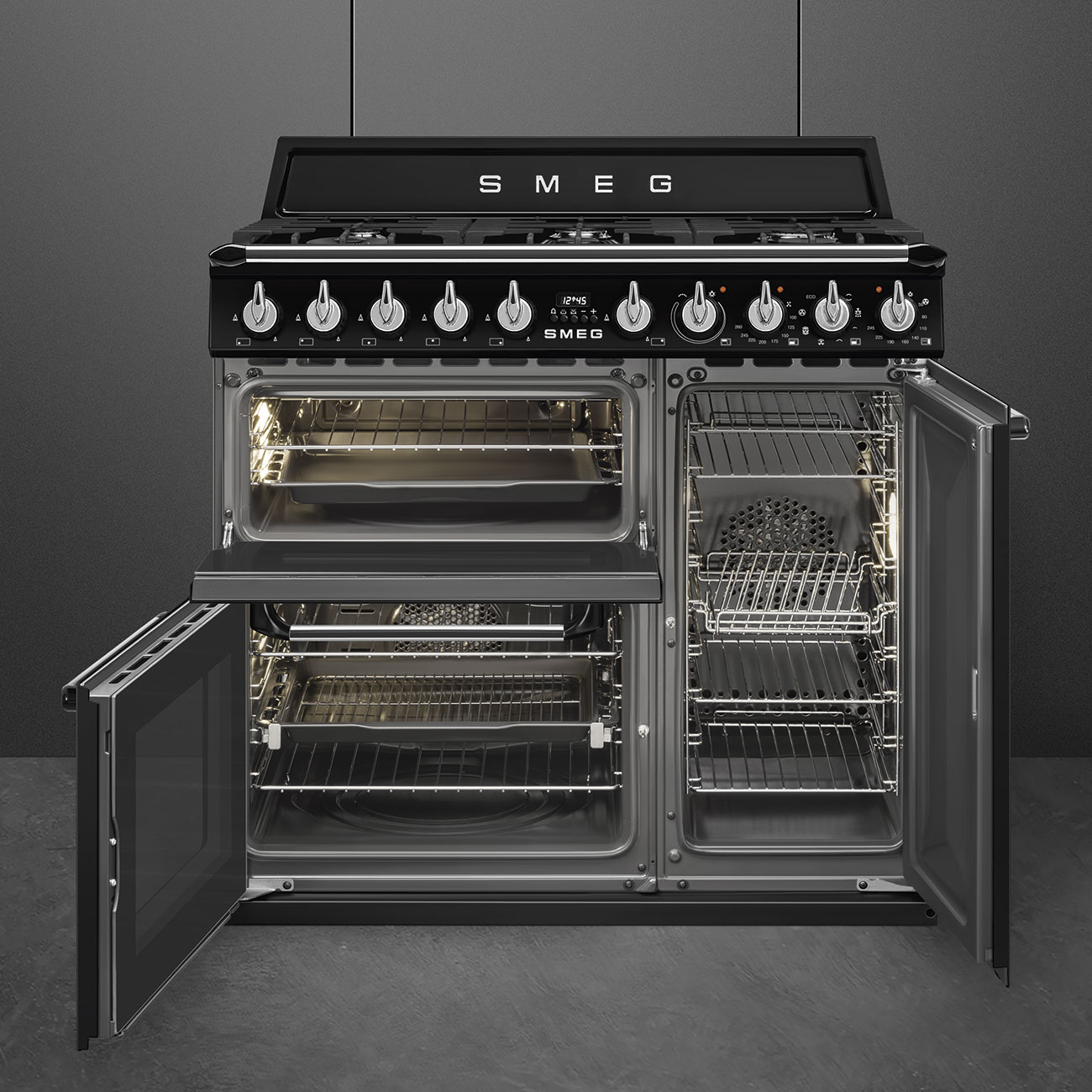 SMEG TR93BL fornuis met gaskookplaat - 90cm SMEG TR93BL fornuis met gaskookplaat - 90cm