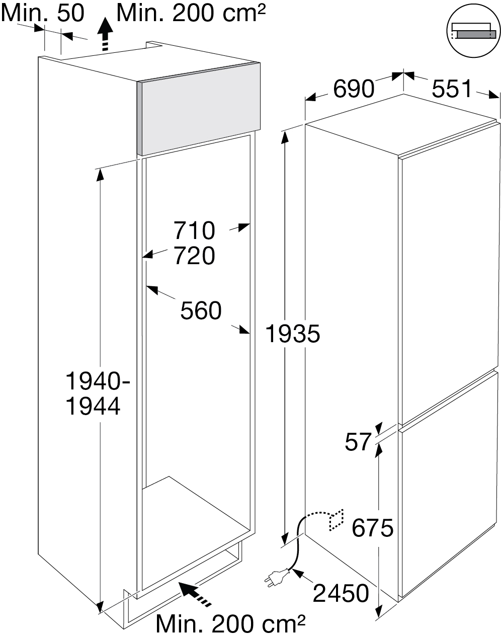 ATAG KS37194DNXL koel-/vriescombinatie - 194cm ATAG KS37194DNXL koel-/vriescombinatie - 194cm