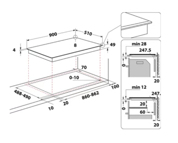 WHIRLPOOL WT1090BA inductiekookplaat - 90cm