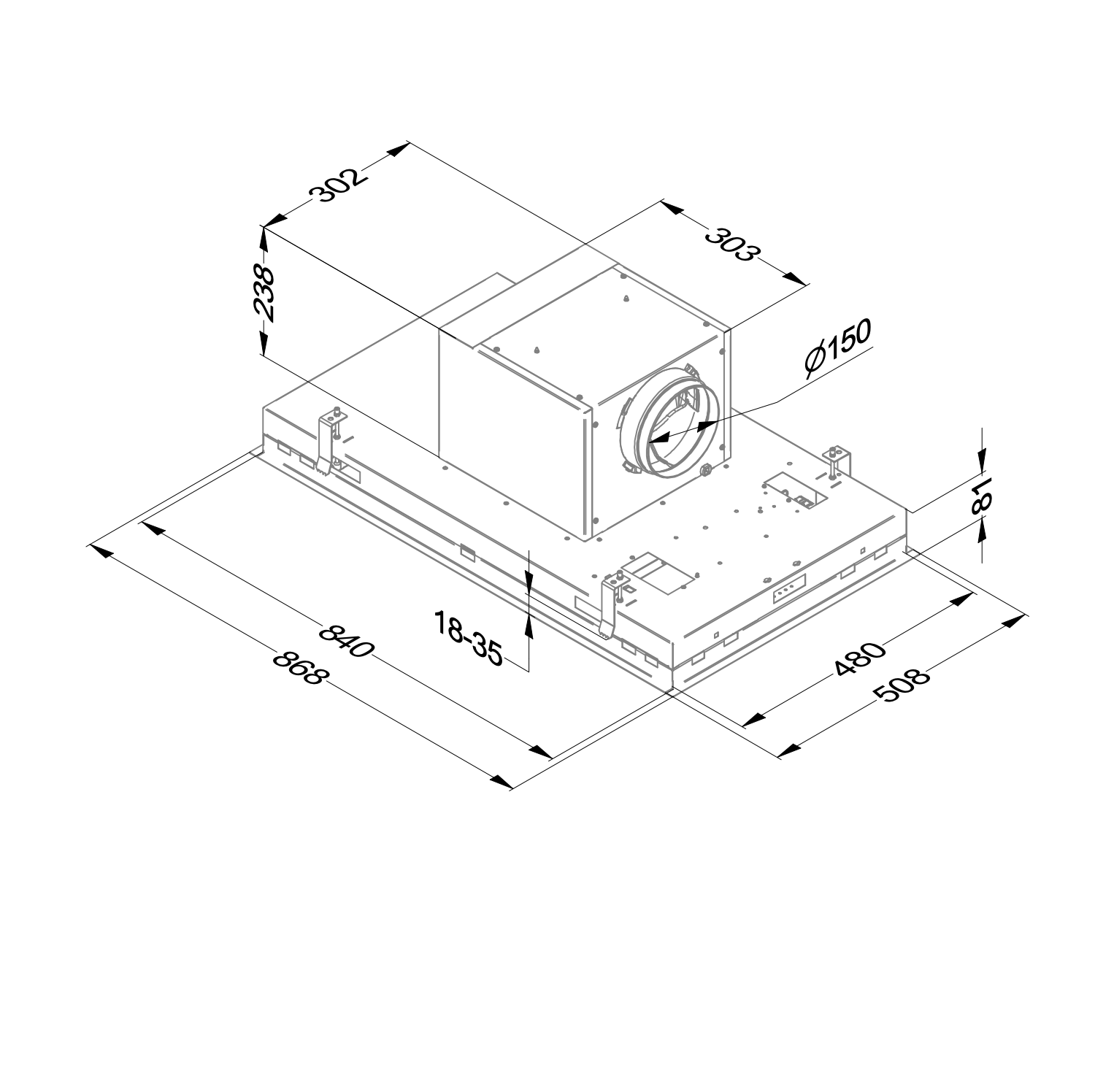 NOVY 6931 Pureline Pro plafonddampkap - 90cm