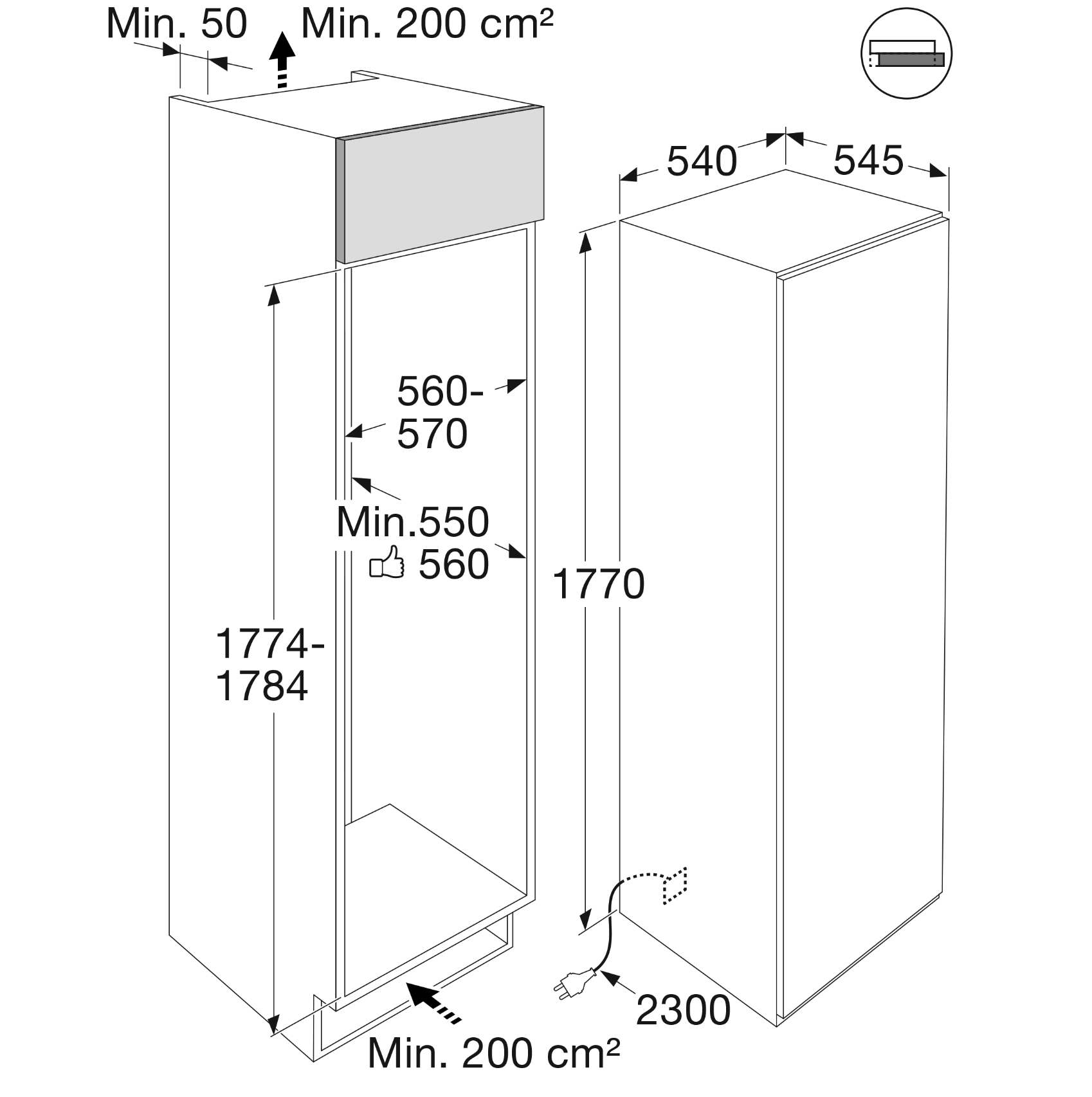 ATAG KS38178B koelkast met vriesvak - 178cm ATAG KS38178B koelkast met vriesvak - 178cm