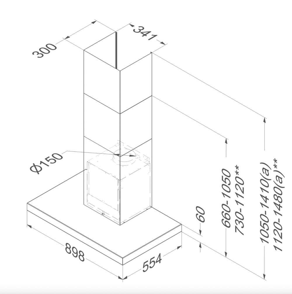 NOVY 7602 Flatline wandschouwdampkap - 90cm NOVY 7602 Flatline wandschouwdampkap - 90cm