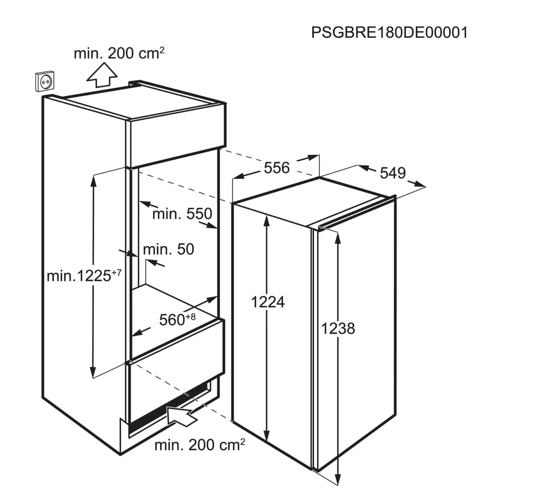 AEG TSF5O121DF 5000 koelkast met vriesvak  - 122cm AEG TSF5O121DF 5000 koelkast met vriesvak  - 122cm