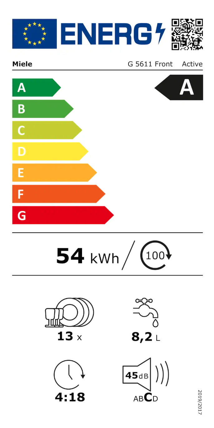 MIELE G5611ACTIVECSFRONT vrijstaande vaatwasser MIELE G5611ACTIVECSFRONT vrijstaande vaatwasser