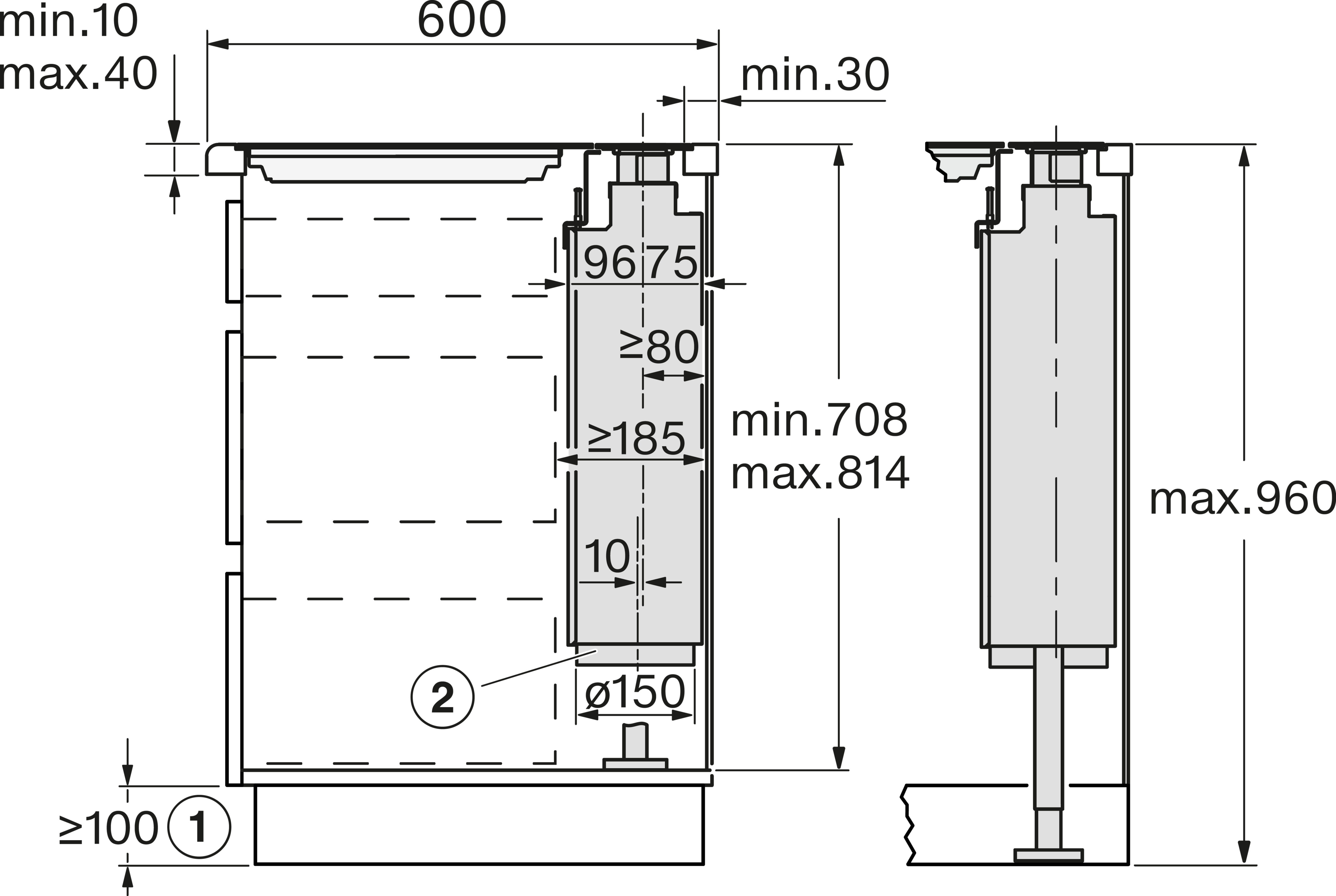 MIELE DAD4841MASW werkbladdampkap - 90cm