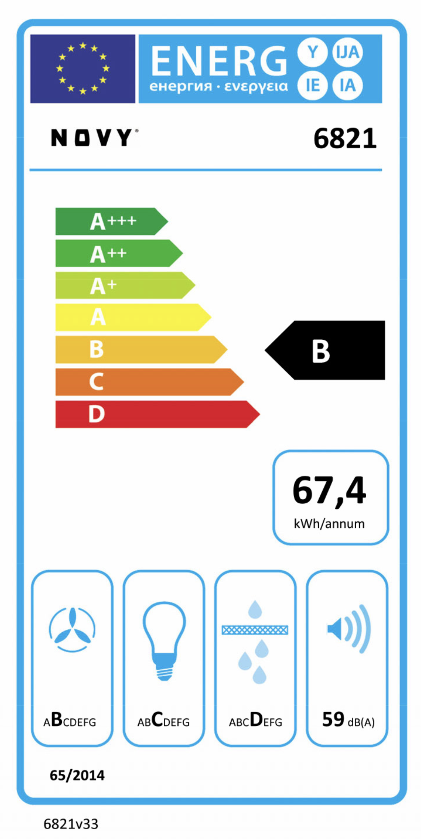 NOVY 6821 Pureline Compact plafonddampkap - 120cm NOVY 6821 Pureline Compact plafonddampkap - 120cm