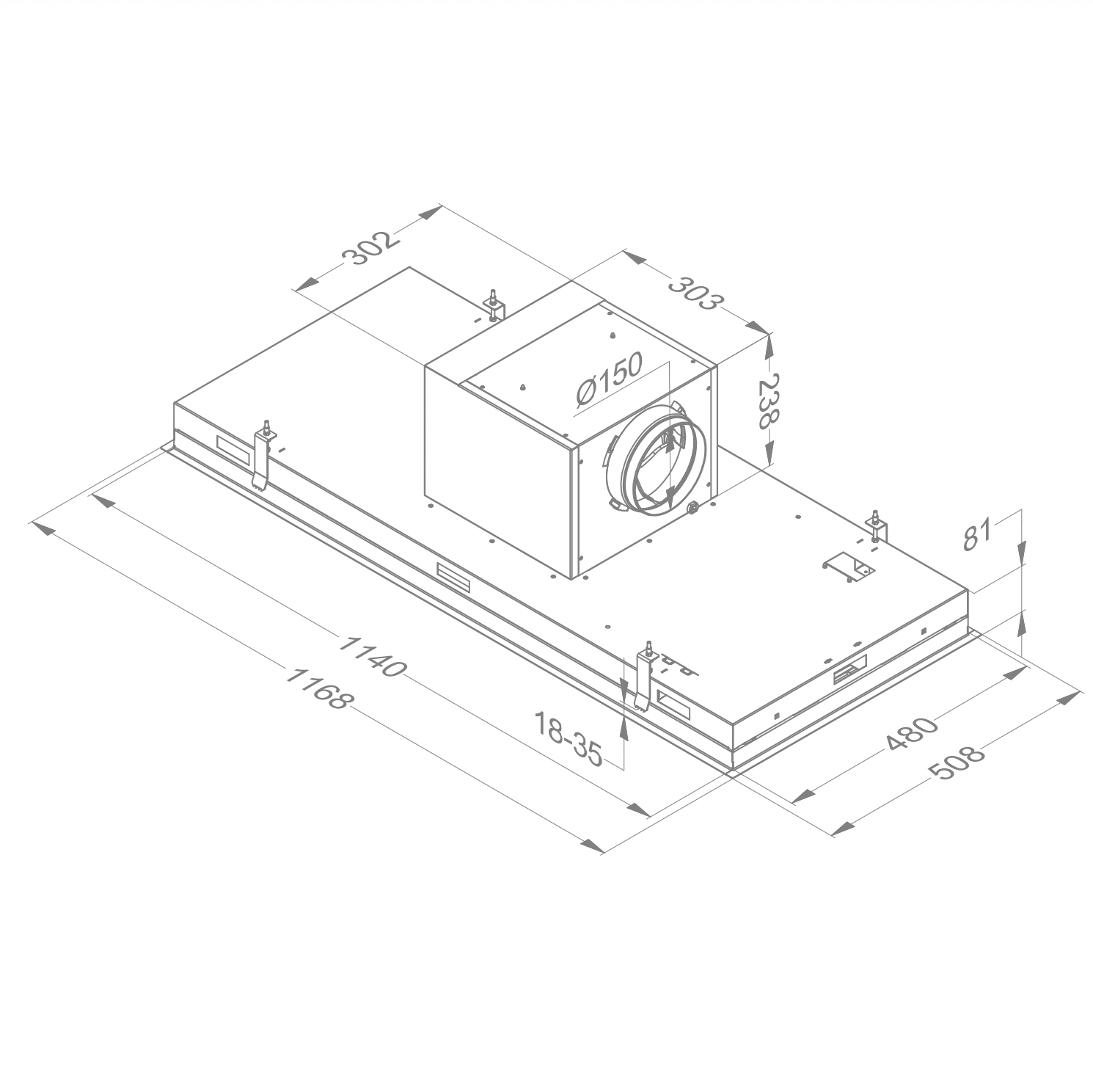 NOVY 6843 Pureline plafonddampkap - 120cm NOVY 6843 Pureline plafonddampkap - 120cm