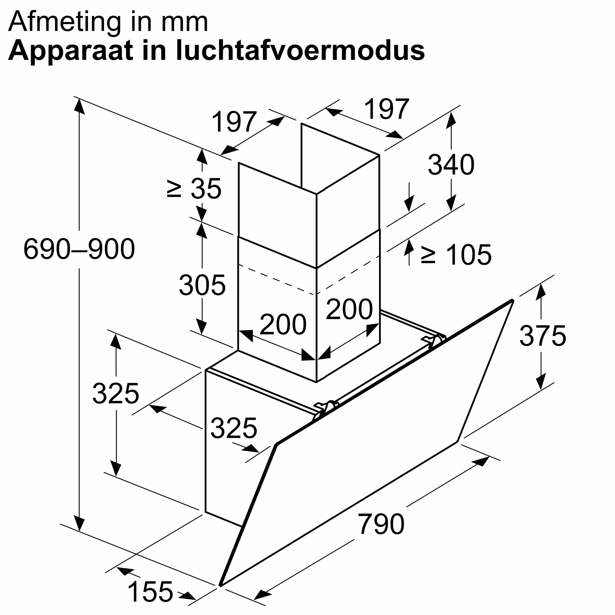 BOSCH DWK85DK60 SERIE 2 plafonddampkap - 80cm BOSCH DWK85DK60 SERIE 2 plafonddampkap - 80cm
