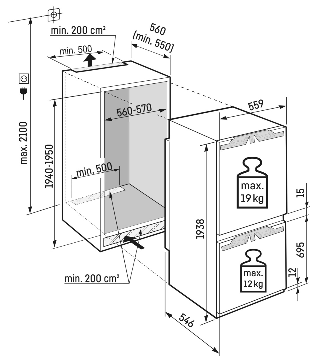 LIEBHERR ICND560320 koel-/vriescombinatie - 194cm LIEBHERR ICND560320 koel-/vriescombinatie - 194cm