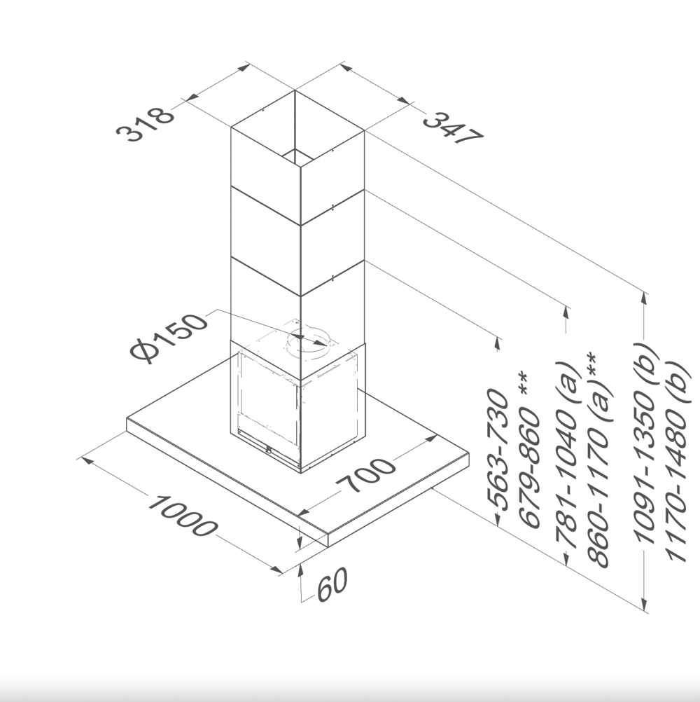 NOVY 7655 Flatline eilanddampkap - 100cm