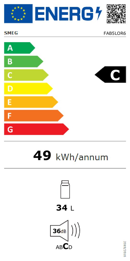 SMEG FAB5LOR6 vrijstaande koelkast zonder vriesvak - 73cm