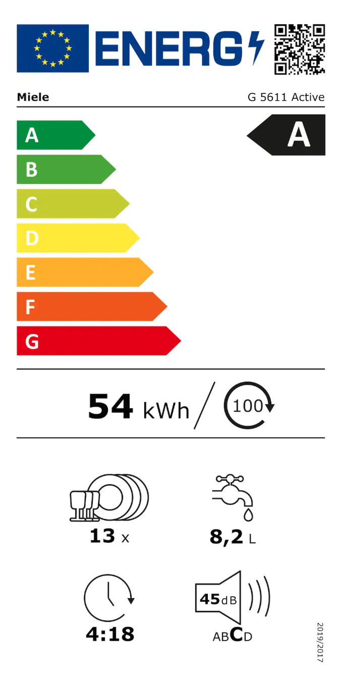 MIELE G5611ACTIVEBW vrijstaande vaatwasser MIELE G5611ACTIVEBW vrijstaande vaatwasser