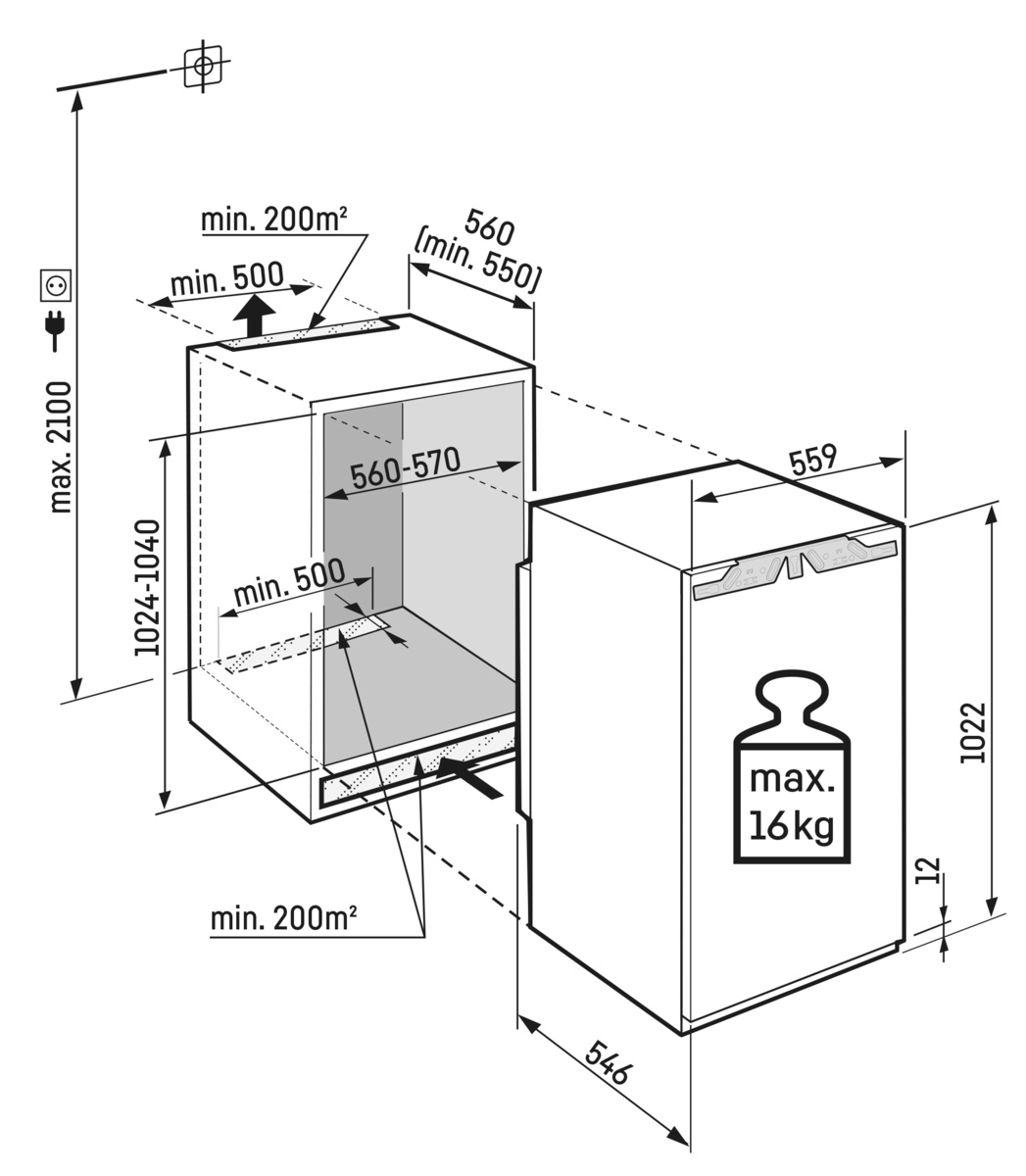 LIEBHERR IRD402122 koelkast met vriesvak - 102cm LIEBHERR IRD402122 koelkast met vriesvak - 102cm