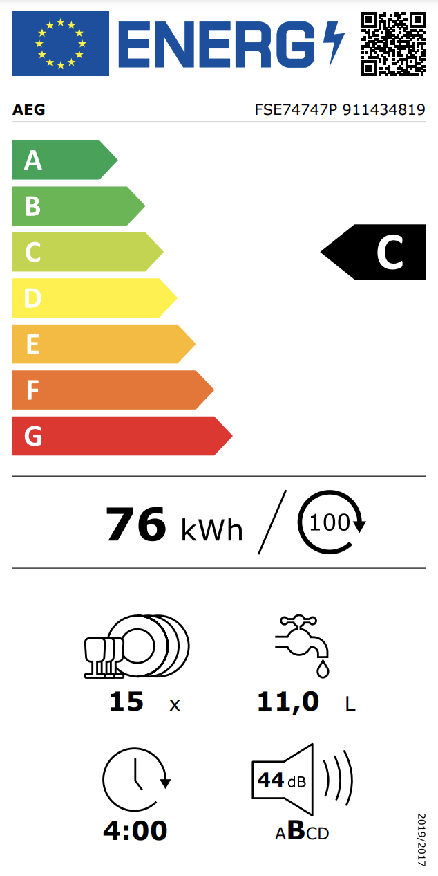 AEG FSE74747P 7000 vaatwasser volledig integreerbaar