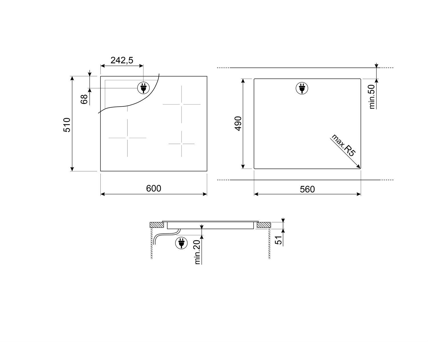 SMEG SE264TD1 vitrokeramische kookplaat - 60cm SMEG SE264TD1 vitrokeramische kookplaat - 60cm