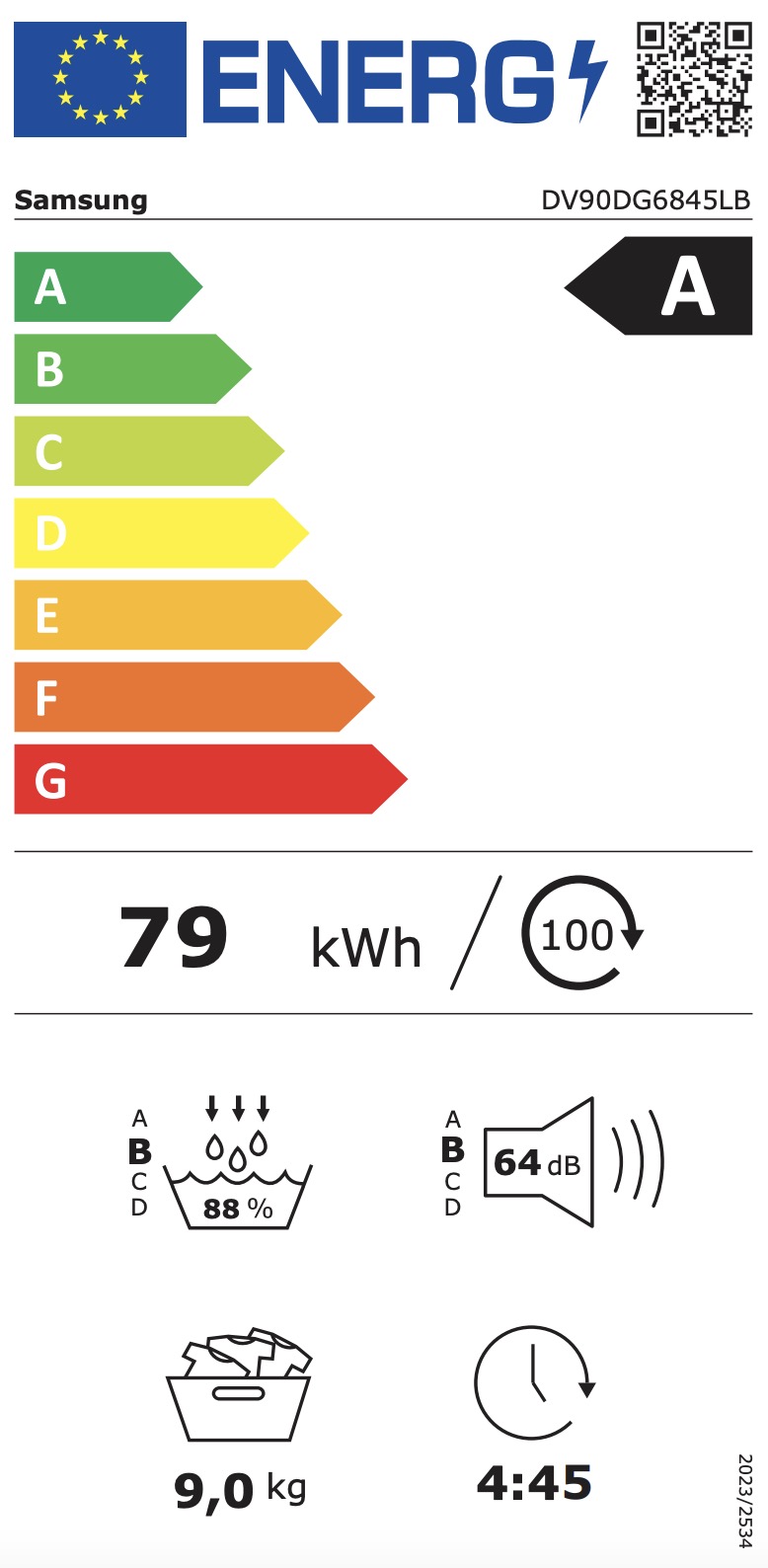 SAMSUNG DV90DG6845LBU3 droogkast - warmtepomp