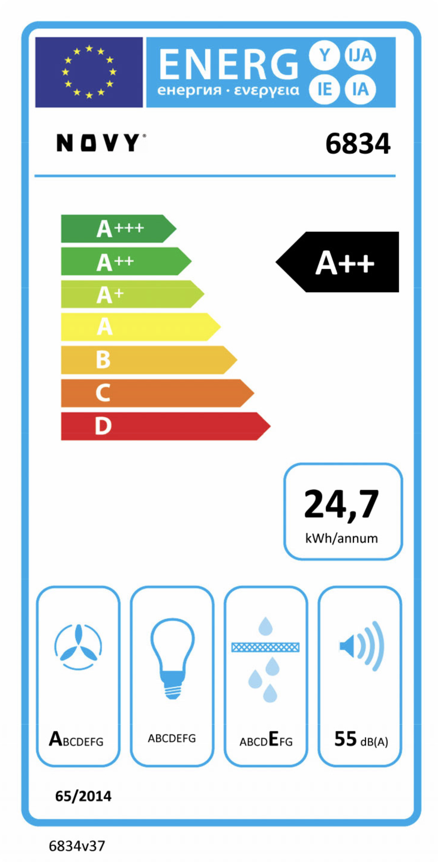 NOVY 6834 Pureline plafonddampkap - 90cm NOVY 6834 Pureline plafonddampkap - 90cm