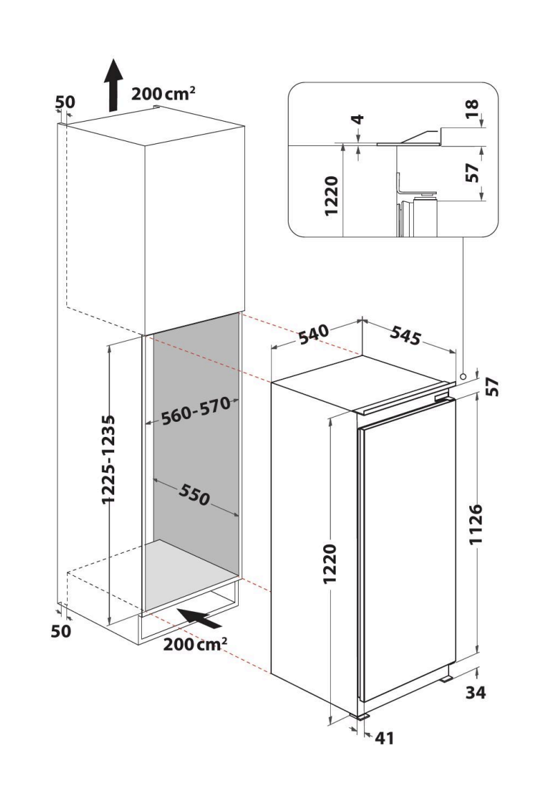 WHIRLPOOL ARG8512 koelkast zonder vriesvak - 122cm WHIRLPOOL ARG8512 koelkast zonder vriesvak - 122cm