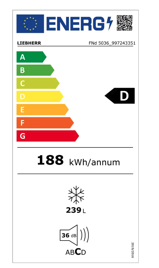 LIEBHERR FND503620 vrijstaande vriezer - 165cm