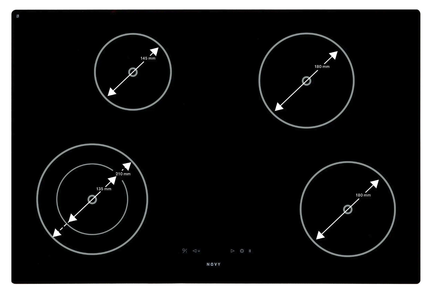 NOVY 1119 vitrokeramische kookplaat - 78cm NOVY 1119 vitrokeramische kookplaat - 78cm