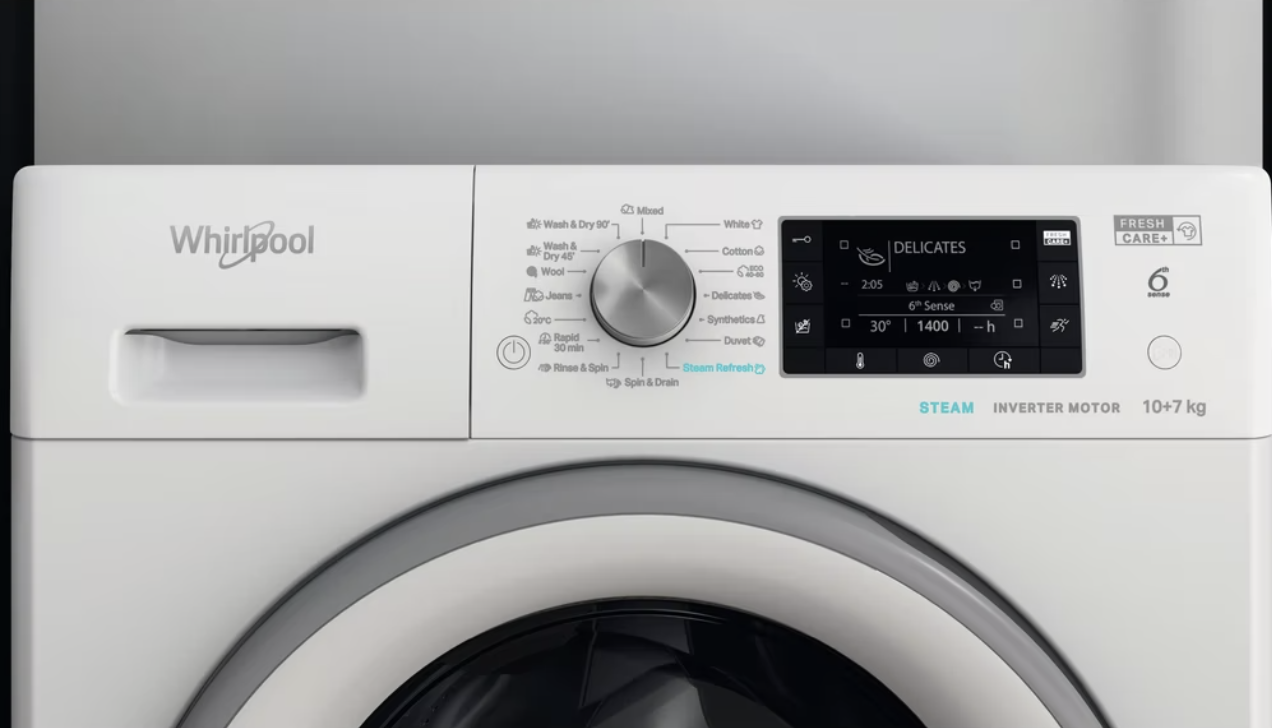 WHIRLPOOL FFWDD1076258SVEE was- droogcombinatie