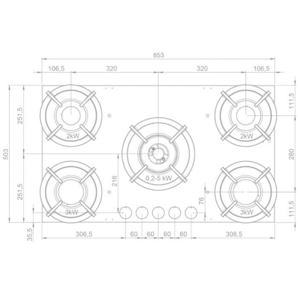 NOVY 56076 gaskookplaat - domino NOVY 56076 gaskookplaat - domino