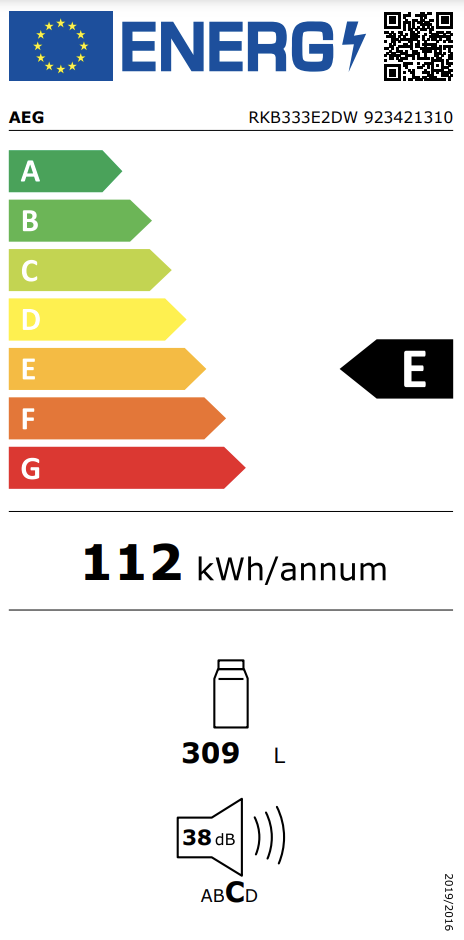 AEG RKB333E2DW 6000 vrijstaande koelkast zonder vriesvak - 155cm AEG RKB333E2DW 6000 vrijstaande koelkast zonder vriesvak - 155cm
