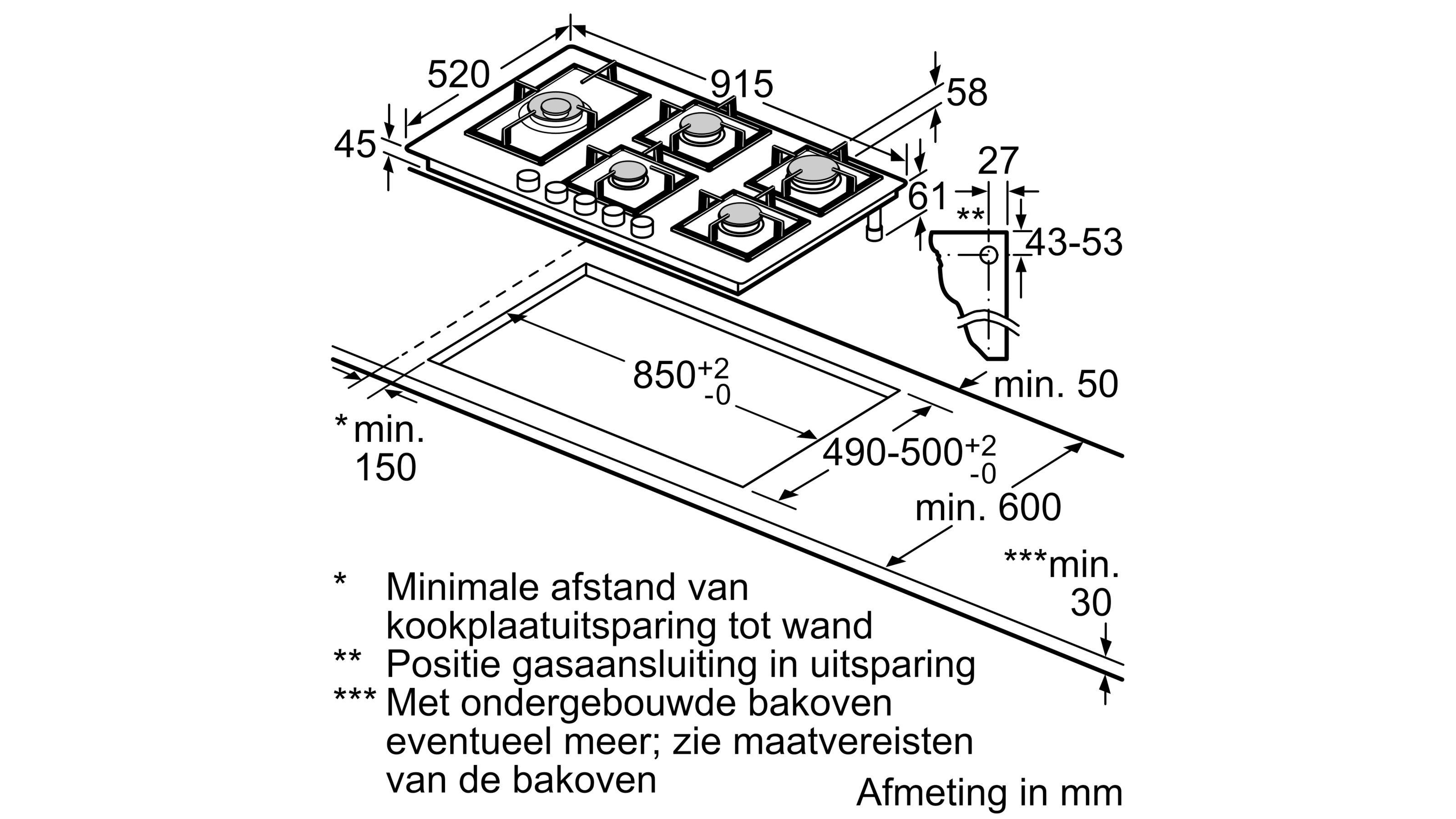 BOSCH PPS9A6B90 SERIE 6 gaskookplaat - 90cm BOSCH PPS9A6B90 SERIE 6 gaskookplaat - 90cm