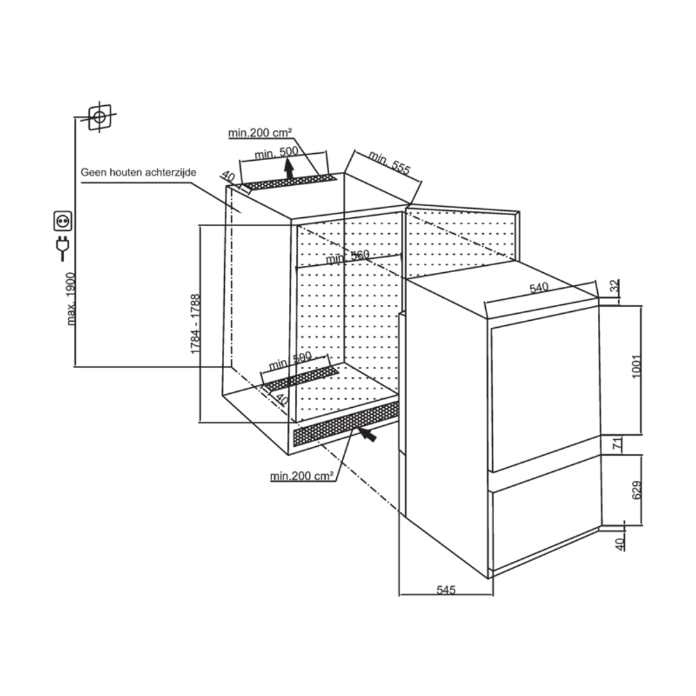 BEKO BCNA306E4SN koel-/vriescombinatie - 193cm BEKO BCNA306E4SN koel-/vriescombinatie - 193cm