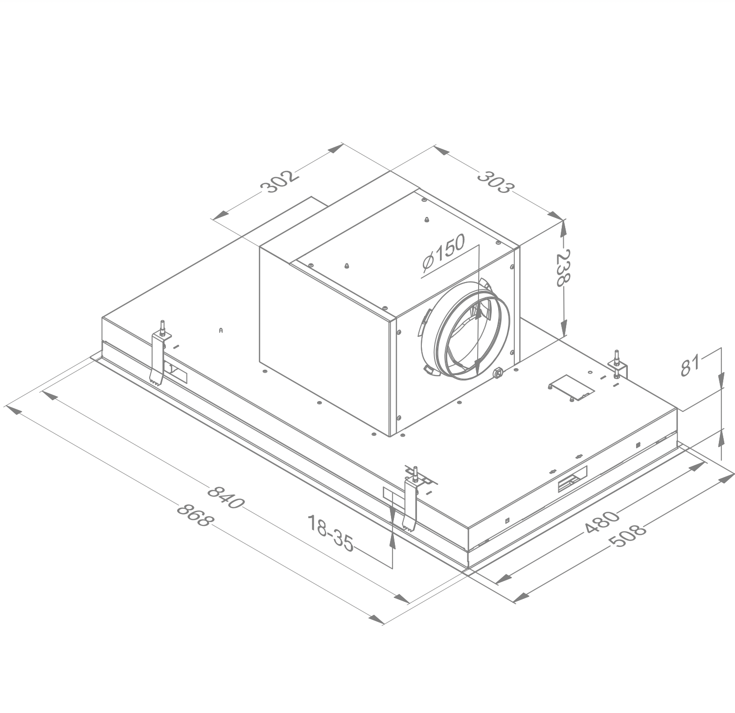 NOVY 6834 Pureline plafonddampkap - 90cm NOVY 6834 Pureline plafonddampkap - 90cm