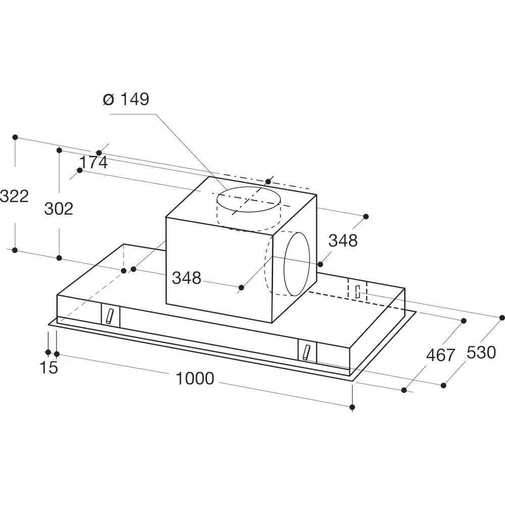 WHIRLPOOL UEI102FLRX eilanddampkap - 100cm WHIRLPOOL UEI102FLRX eilanddampkap - 100cm