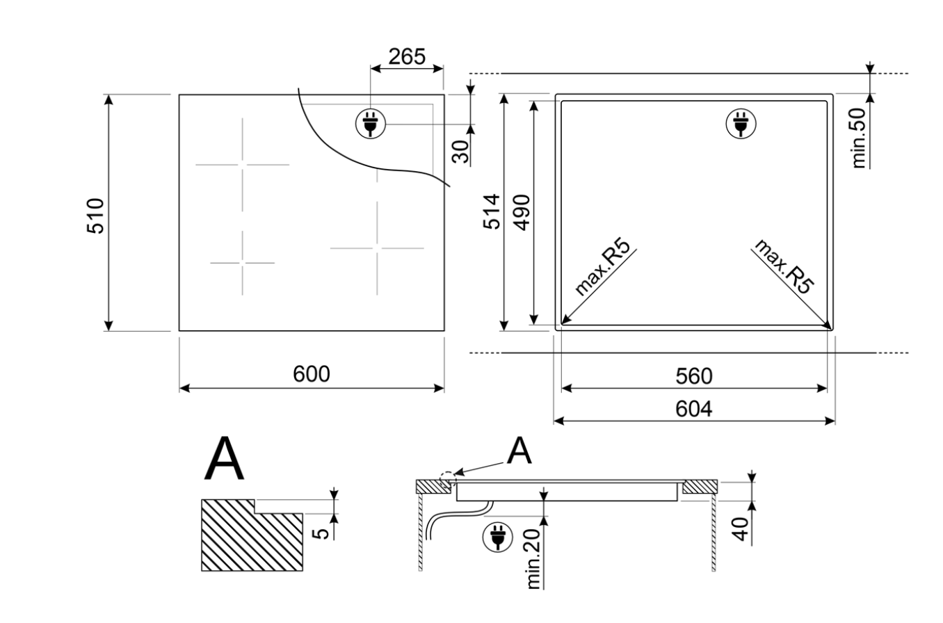 SMEG SE464TD vitrokeramische kookplaat - 60cm SMEG SE464TD vitrokeramische kookplaat - 60cm